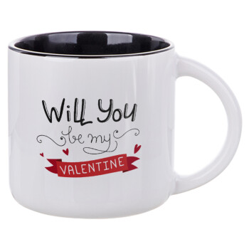 Will you be my Valentine???, Κούπα κεραμική 400ml Λευκή/Μαύρη