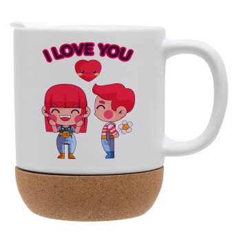 Couple, I love you, Ceramic coffee mug Cork (MAT), 330ml (1pcs)