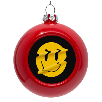 Smile avatar distrorted, Red Christmas tree ornament bauble 8cm