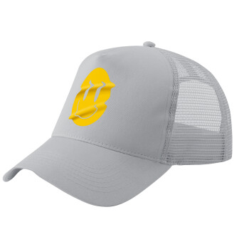 Smile avatar distrorted, Adult Structured Trucker Hat, with Mesh, GRAY (100% COTTON, ADULT, UNISEX, ONE SIZE)