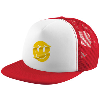 Smile avatar distrorted, Καπέλο Ενηλίκων Soft Trucker με Δίχτυ Red/White (POLYESTER, ΕΝΗΛΙΚΩΝ, UNISEX, ONE SIZE)