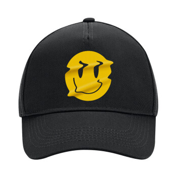 Smile avatar distrorted, Adult Ultimate Hat BLACK, (100% COTTON DRILL, ADULT, UNISEX, ONE SIZE)