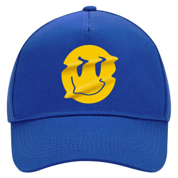 Smile avatar distrorted, Ultimate Adult Hat BLUE, (100% COTTON DRILL, ADULT, UNISEX, ONE SIZE)