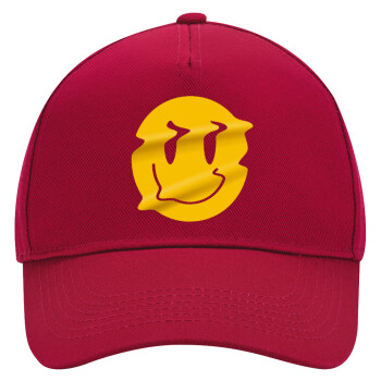 Smile avatar distrorted, Adult Ultimate Hat RED, (100% COTTON DRILL, ADULT, UNISEX, ONE SIZE)