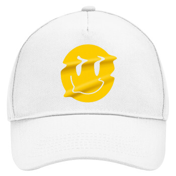 Smile avatar distrorted, Adult Baseball Cap, Drill, White (100% COTTON, ADULT, UNISEX, ONE SIZE)