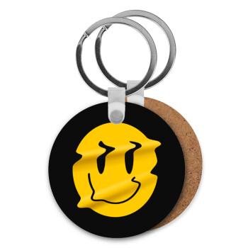 Smile avatar distrorted, Μπρελόκ Ξύλινο στρογγυλό MDF Φ5cm