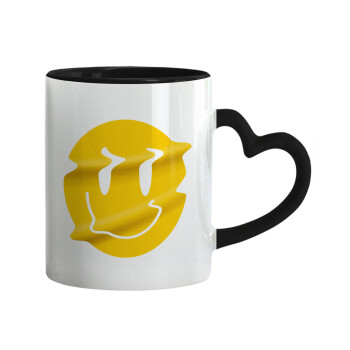 Smile avatar distrorted, Mug heart black handle, ceramic, 330ml