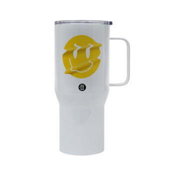 Smile avatar distrorted, Mega Stainless steel Tumbler with lid, double wall 750L