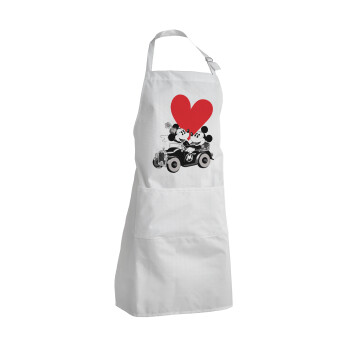 Mickey & Minnie love car, Adult Chef Apron (with sliders and 2 pockets)