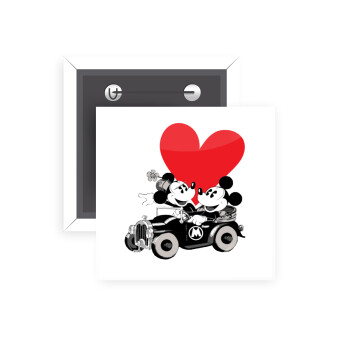 Mickey & Minnie love car, Κονκάρδα παραμάνα τετράγωνη 5x5cm