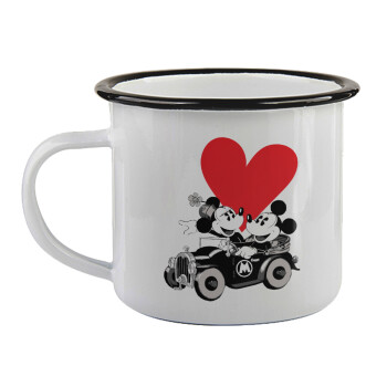 Mickey & Minnie love car, Κούπα εμαγιέ με μαύρο χείλος 360ml
