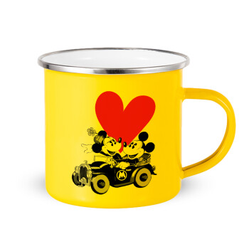 Mickey & Minnie love car, Κούπα Μεταλλική εμαγιέ Κίτρινη 360ml