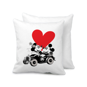 Mickey & Minnie love car, Sofa cushion 40x40cm includes filling