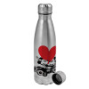 Metallic water bottle, stainless steel, 750ml