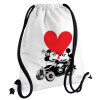 Backpack pouch GYMBAG white, with pocket (40x48cm) & thick cords