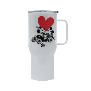 Mickey & Minnie love car, Tumbler με καπάκι, διπλού τοιχώματος (θερμό) 750L