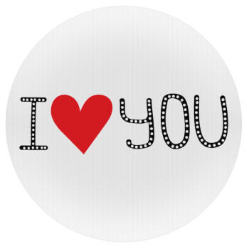 I Love You small dots, Mousepad Round 20cm