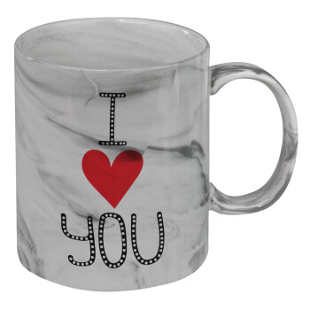 I Love You small dots, Mug ceramic marble style, 330ml