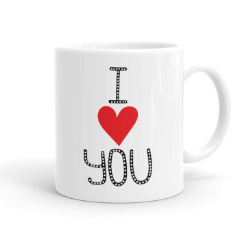 I Love You small dots, Ceramic coffee mug, 330ml (1pcs)