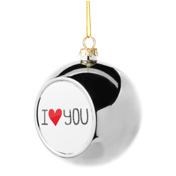 I Love You small dots, Χριστουγεννιάτικη μπάλα δένδρου Ασημένια 8cm