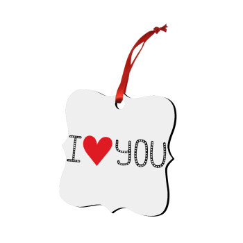 I Love You small dots, Christmas ornament polygon wooden 7.5cm