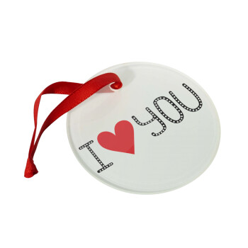 I Love You small dots, Christmas ornament glass 9cm