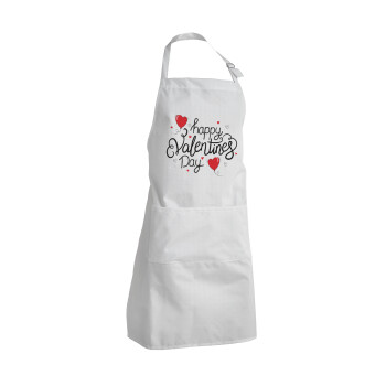 Happy Valentines Day!!!, Adult Chef Apron (with sliders and 2 pockets)