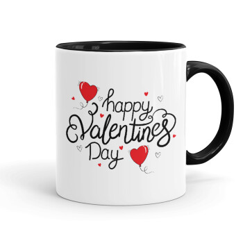 Happy Valentines Day!!!, Mug colored black, ceramic, 330ml