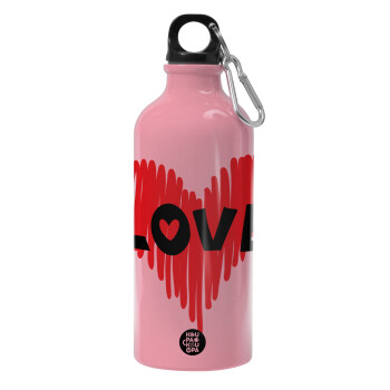 I Love You red heart, Water bottle 600ml