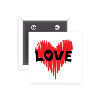 I Love You red heart, Κονκάρδα παραμάνα τετράγωνη 5x5cm