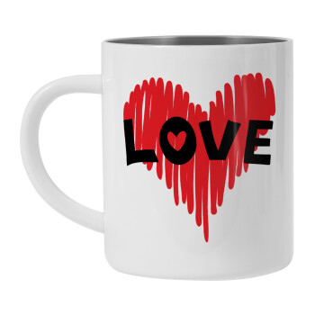 I Love You red heart, Mug Stainless steel double wall 300ml