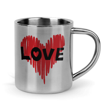I Love You red heart, Mug Stainless steel double wall 300ml