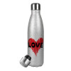 Metallic Glitter Silver Thermos Flask (Stainless steel), double-walled, 500ml