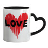 Mug heart black handle, ceramic, 330ml