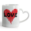 Mug heart handle, ceramic, 330ml