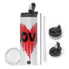 Travel Tumbler θερμό με διπλό καπάκι, μεταλλικό καλαμάκι και βούρτσα καθαρισμού (Ανωξείδωτο 304 Food grade, BPA free, 600ml)