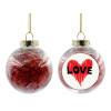 Transparent Christmas tree ball ornament with red filling 8cm