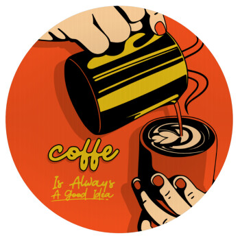 Coffe is always a good idea vintage poster, Mousepad Round 20cm