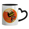 Mug heart black handle, ceramic, 330ml