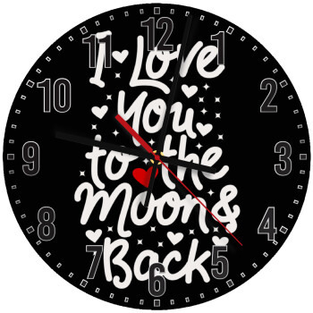 I love you to the moon and back with hearts, Ρολόι τοίχου ξύλινο (30cm)