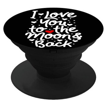 I love you to the moon and back with hearts, Phone Holders Stand  Black Hand-held Mobile Phone Holder