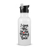 White water bottle with straw, stainless steel 600ml