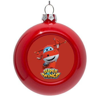 Super Wings, Στολίδι Χριστουγεννιάτικη μπάλα δένδρου Κόκκινη 8cm