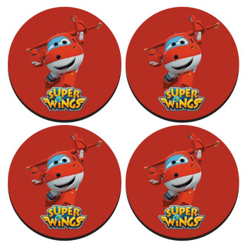 Super Wings, ΣΕΤ 4 Σουβέρ ξύλινα στρογγυλά (9cm)