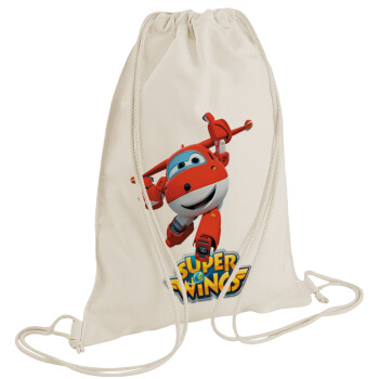 Super Wings, Backpack bag GYMBAG natural (28x40cm)