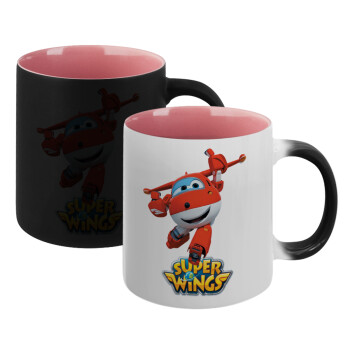 Super Wings, Κούπα Μαγική εσωτερικό ΡΟΖ, κεραμική 330ml που αλλάζει χρώμα με το ζεστό ρόφημα