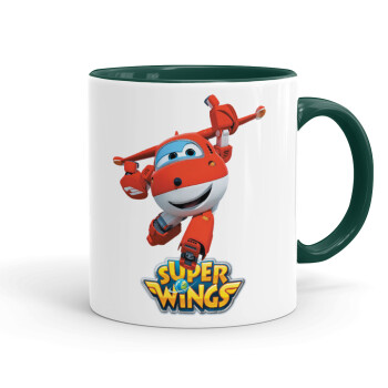 Super Wings, Κούπα χρωματιστή πράσινη, κεραμική, 330ml