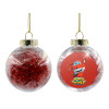 Transparent Christmas tree ball ornament with red filling 8cm