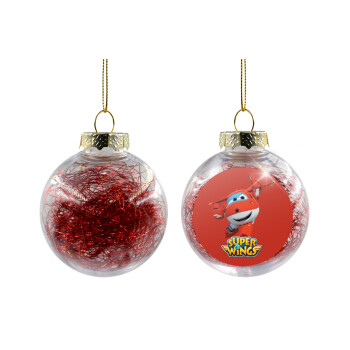 Super Wings, Transparent Christmas tree ball ornament with red filling 8cm