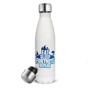 Eat Sleep Fortnite Repeat, Metal mug thermos White (Stainless steel), double wall, 500ml